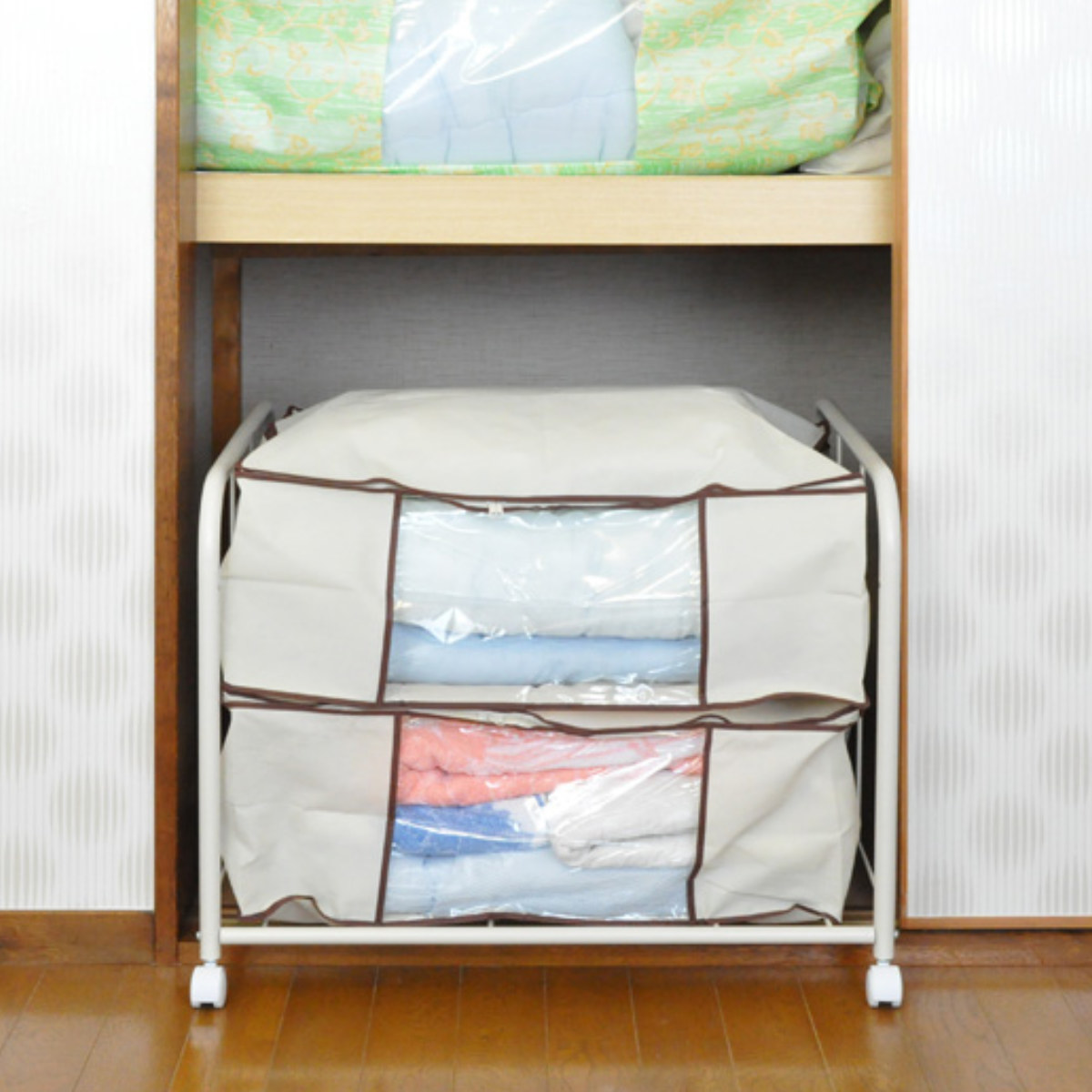 布団収納 2Way 押入れ 布団収納ワゴン 幅75cm （ 布団 収納 ワゴン 1段 