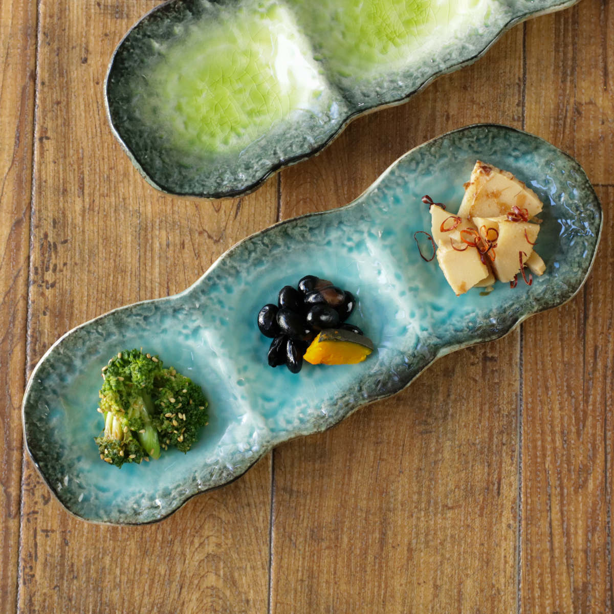 仕切り付きプレート 27x27cm 複数枚セット 仕切り皿 28cm プレート 3つ仕切り KANADE 陶器 （ 電子レンジ対応 皿