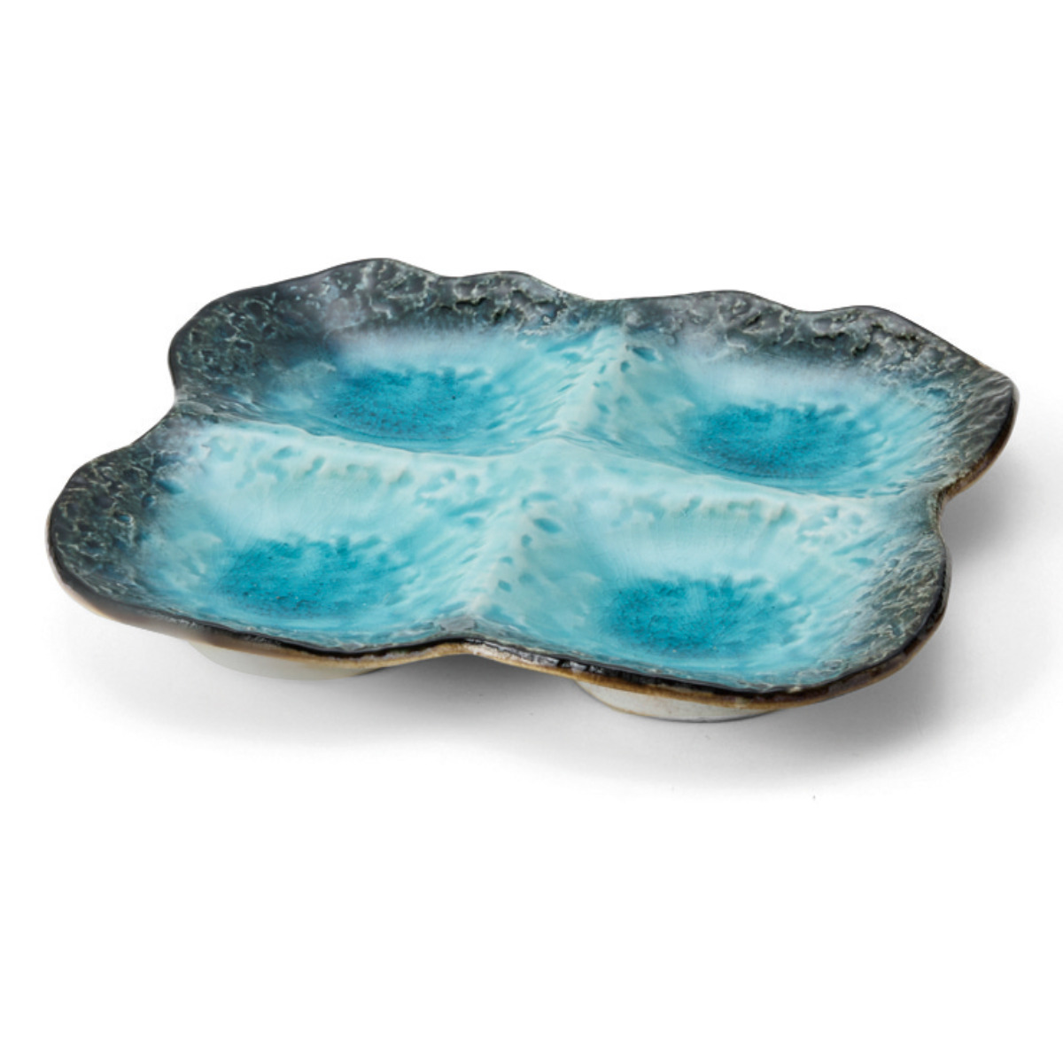 仕切り皿 19.5cm プレート 4つ仕切り KANADE 陶器 （ 電子レンジ対応