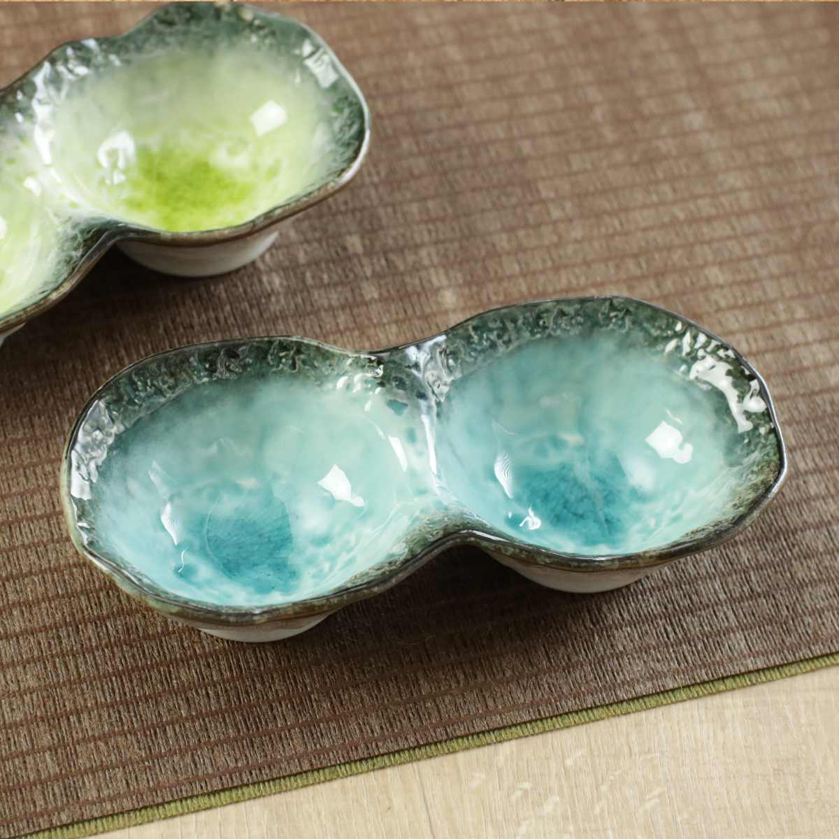 小鉢 2つ仕切り 19cm ボウル KANADE 陶器 （ 電子レンジ対応 鉢 2連 和
