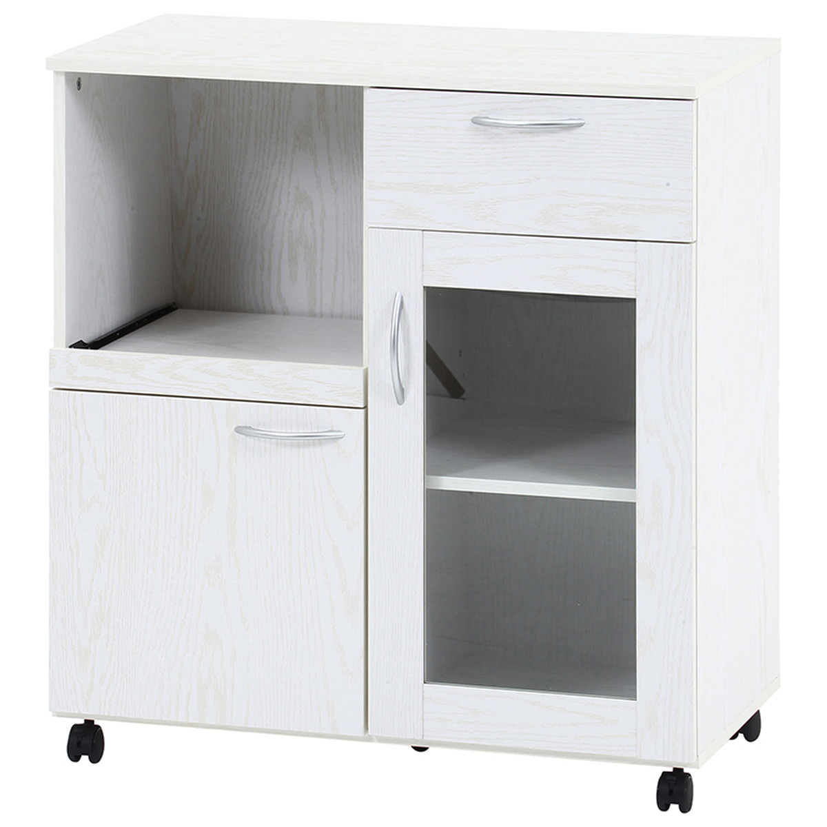 不二貿易（Fuji Boeki） キッチンワゴン 幅76.8cm 高さ84cm 木目調