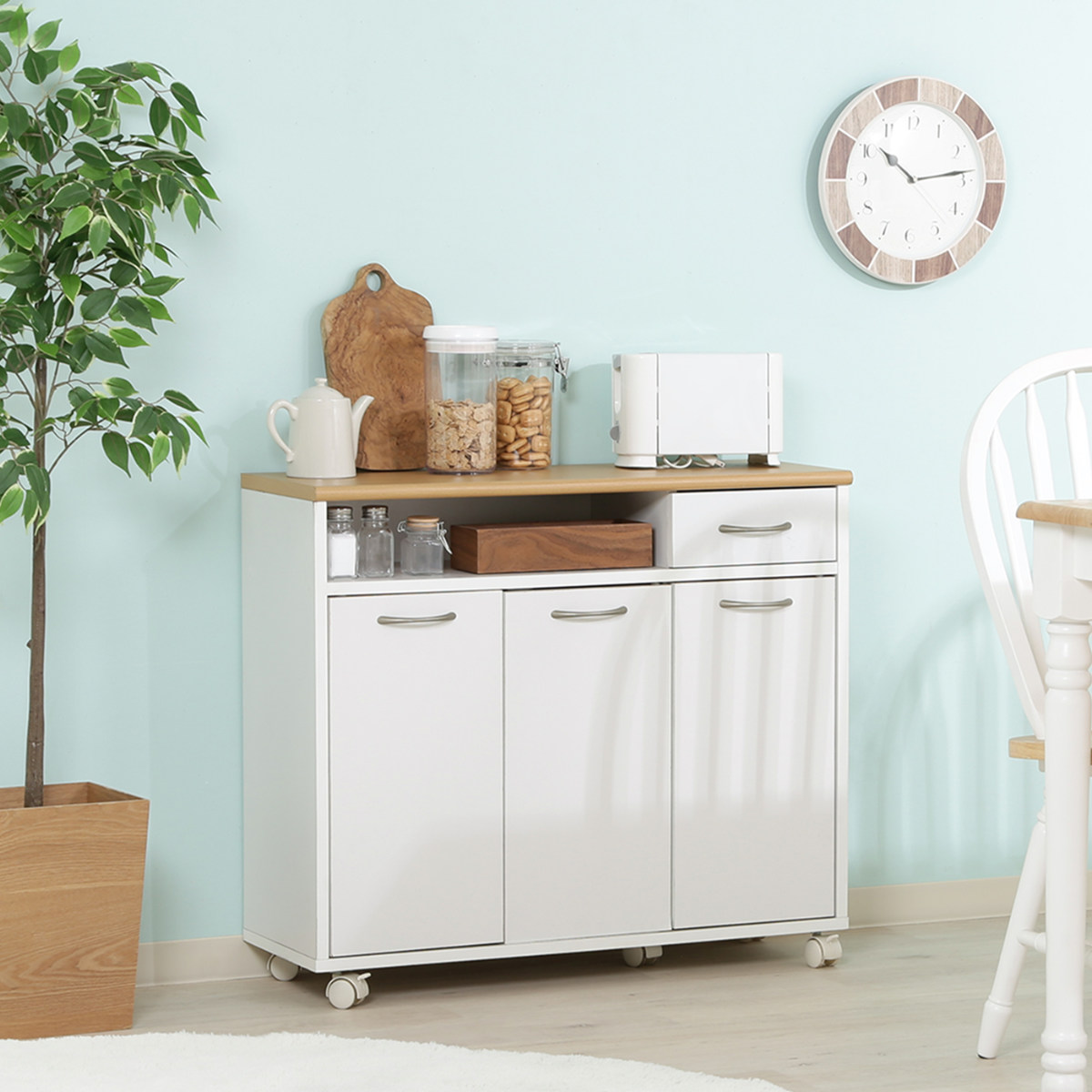 不二貿易（Fuji Boeki） キッチンカウンター 幅80cm 高さ70cm 北欧風