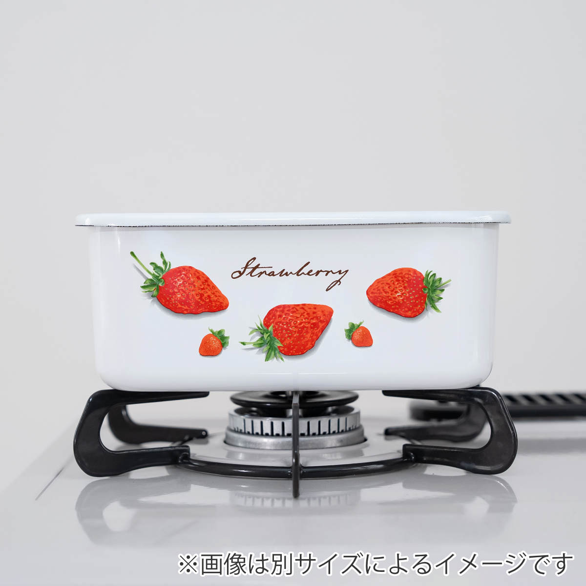 富士ホーロー 保存容器 1.1L ストロベリーシリーズ 深型角容器 M Honey