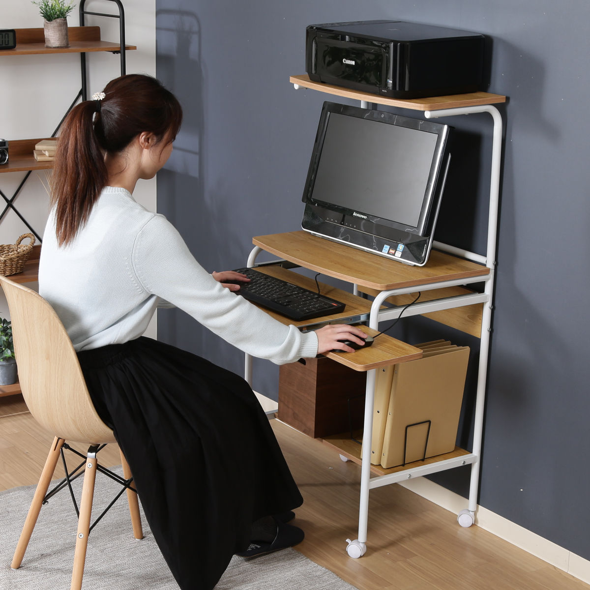 不二貿易（Fuji Boeki） パソコンデスク 収納付 シンプルPCデスク