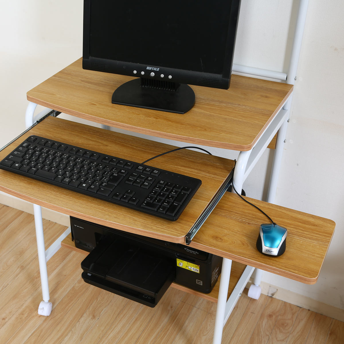 PC デスク プリンター置き キーボード収納型 ※デスクのみ 不二貿易（Fuji Boeki） パソコンデスク 収納付 シンプルPCデスク