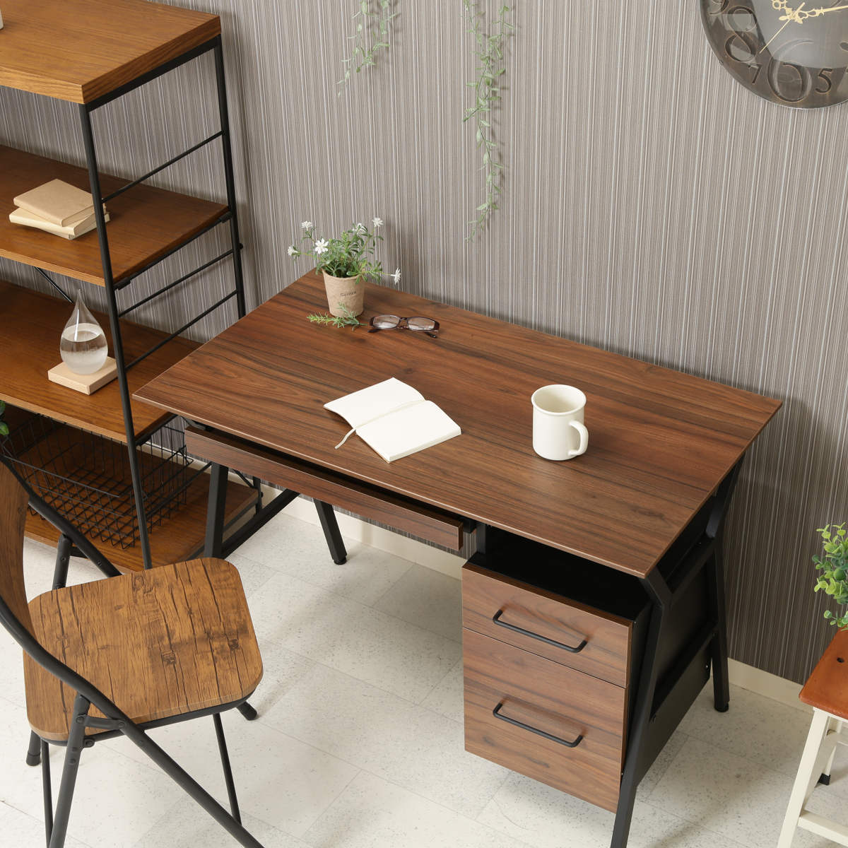 不二貿易（Fuji Boeki） ワークデスク 引き出し付 幅100cm クレバー