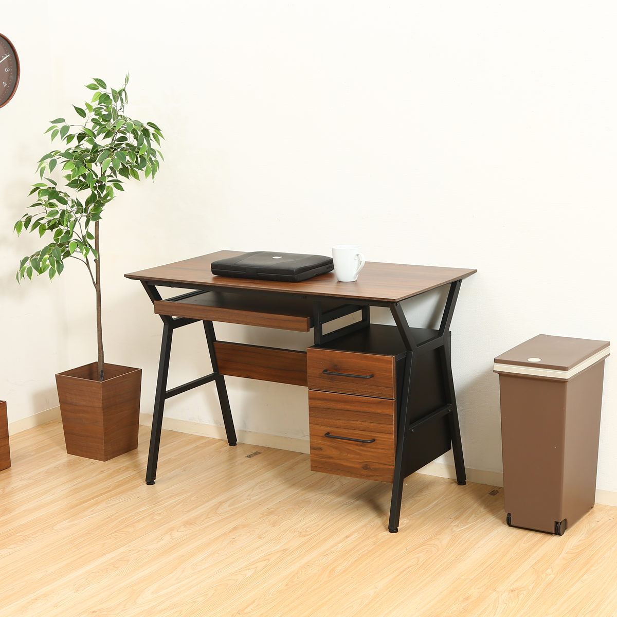 不二貿易（Fuji Boeki） ワークデスク 引き出し付 幅100cm クレバー