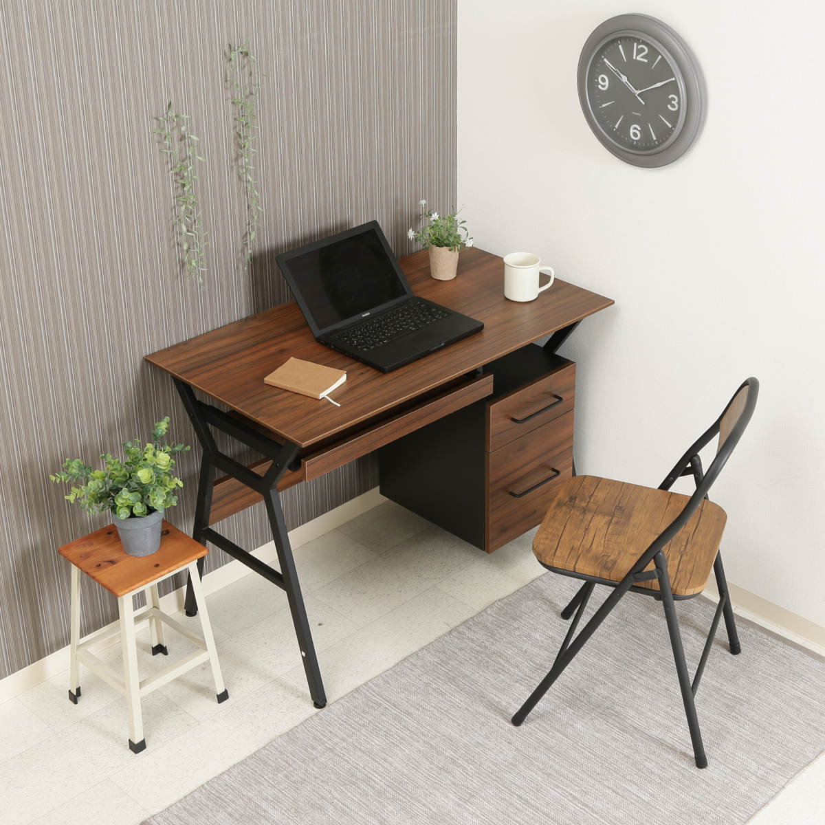 不二貿易（Fuji Boeki） ワークデスク 引き出し付 幅100cm クレバー