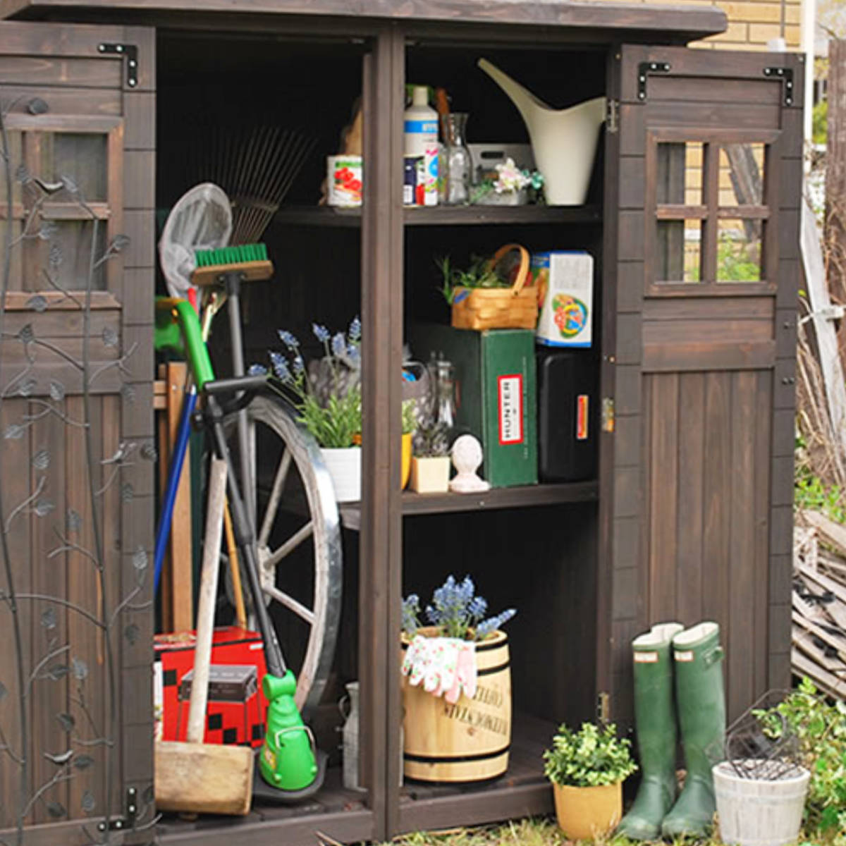 物置 カントリー小屋 大型 木製 倉庫 （ 屋外 屋外物置 約 幅 156 cm