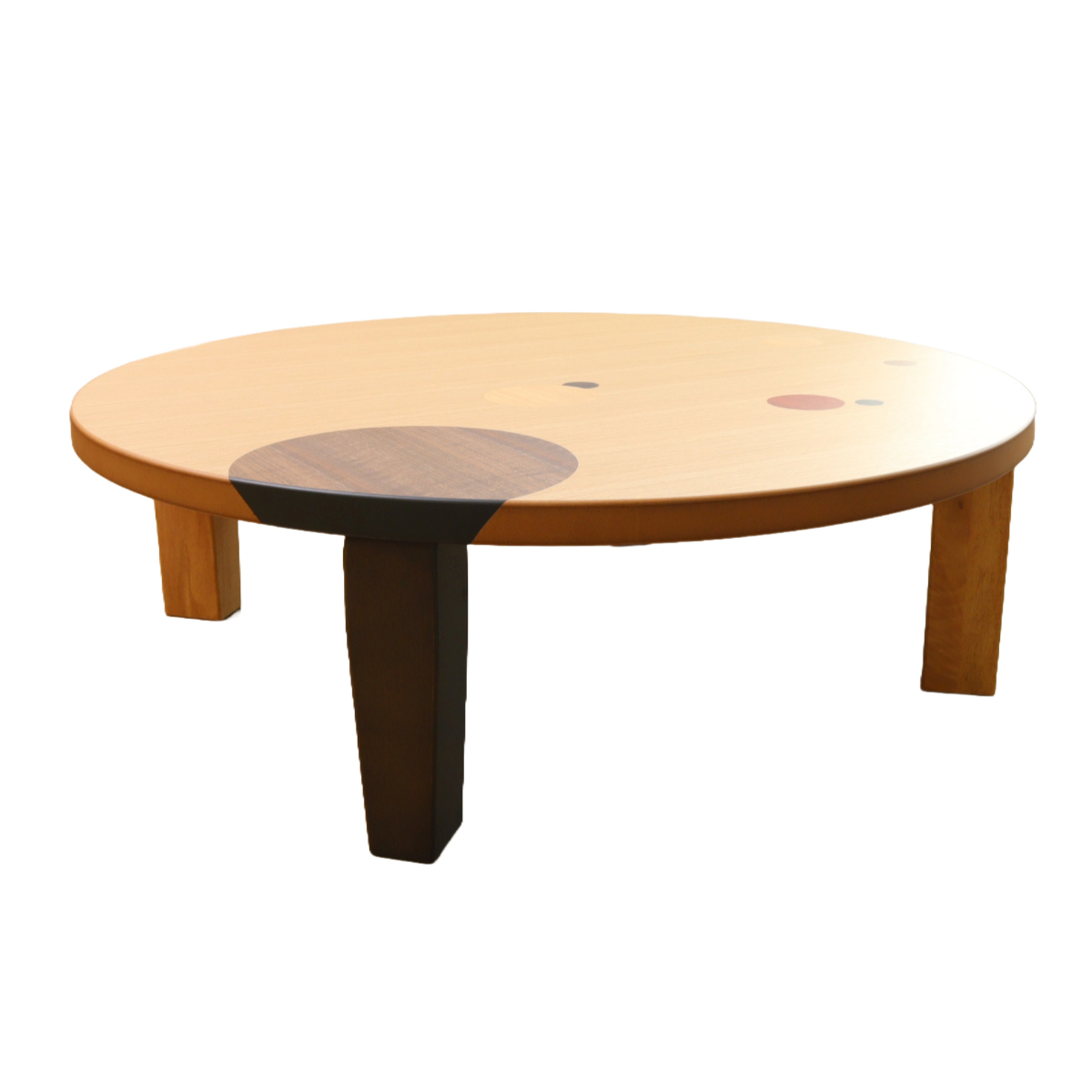 ローテーブル 折りたたみ 円型 直径105cm アース （ ナラ 象嵌入り