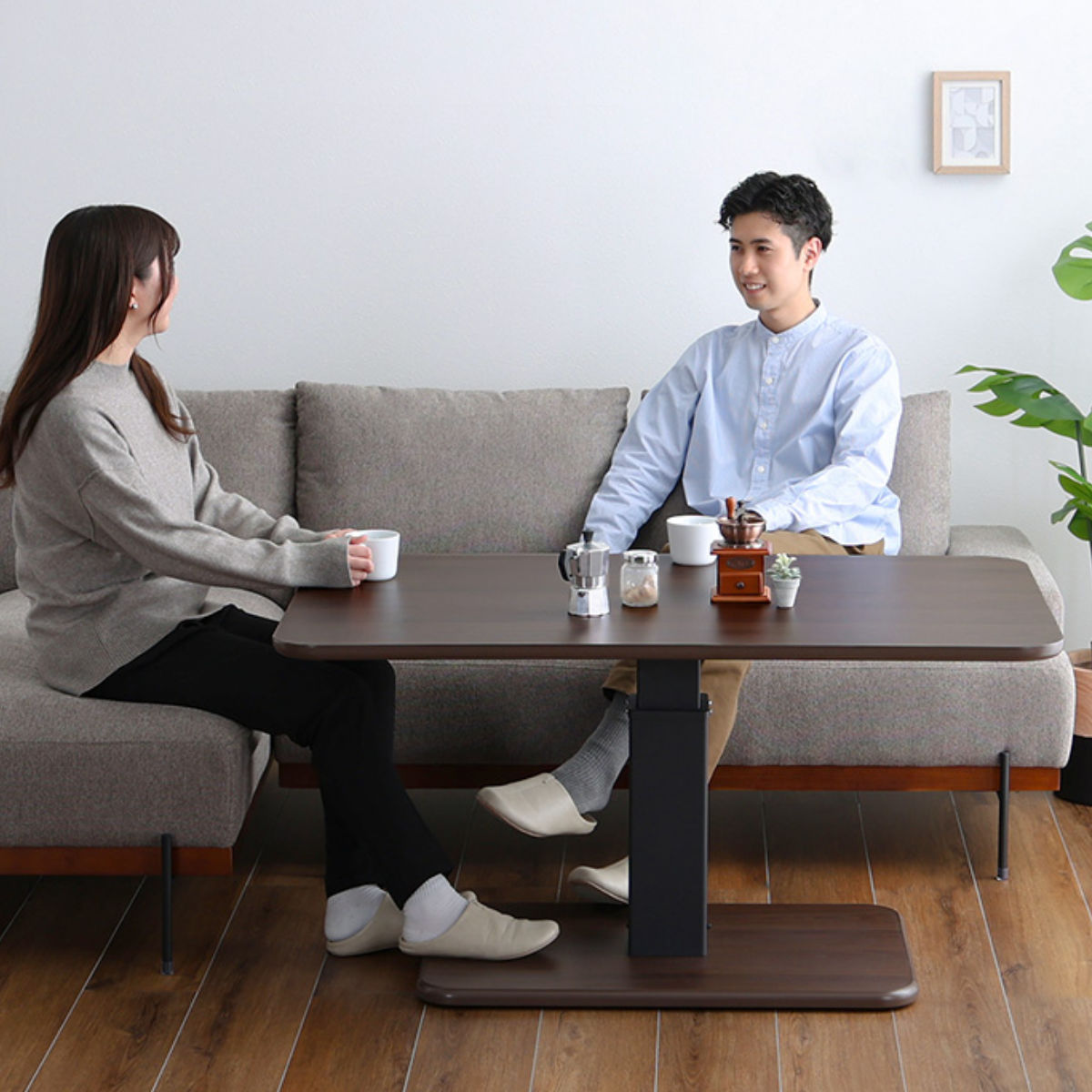 ホームテイスト（HOME taste） リビングテーブル 昇降テーブル 幅119.5