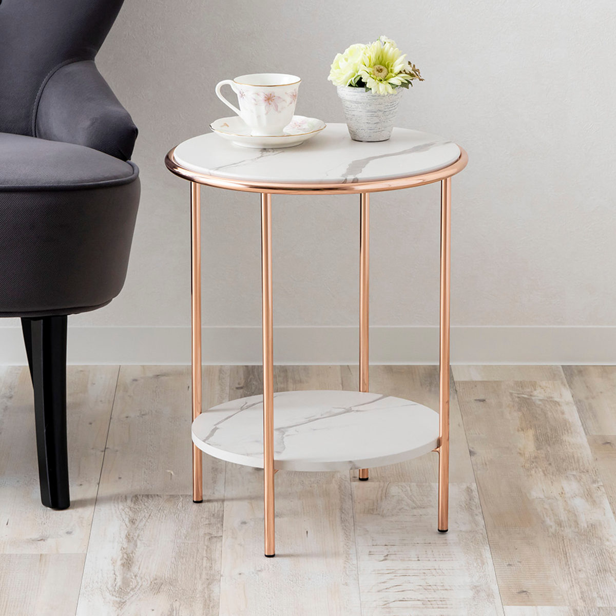 サイドテーブル 円型 直径38cm 高さ48cm （ ナイトテーブル ミニ