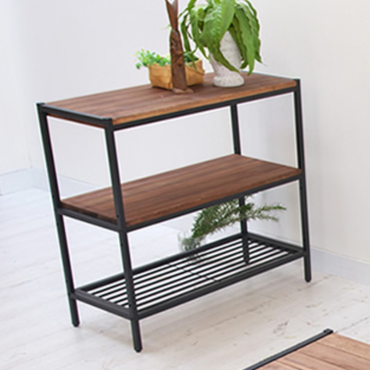 オープンラック 3段 奥行38cm 天然木 BRICK （ ラック シェルフ 棚