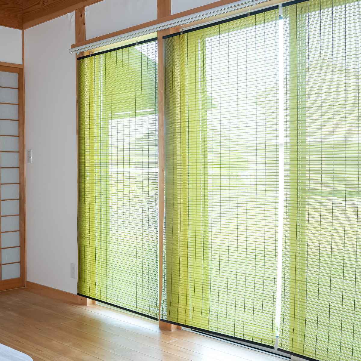 パーテーション　レールすだれカーテン左右セット 大島屋 すだれ カラースクリーン 176×180cm 樹脂製 日本製 （ すだれ