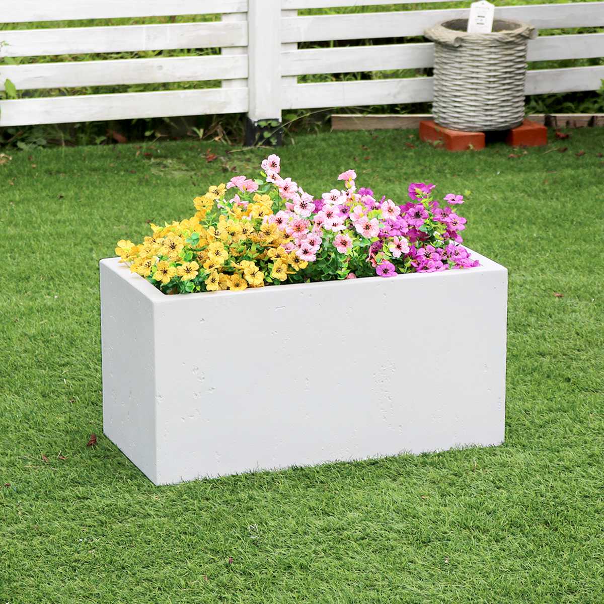 プランター マグネシアプランター 長角 60cm （ プランターカバー スクエア 植木鉢 鉢 底穴 屋外 外 家庭菜園 寄せ植え おしゃれ ）の画像