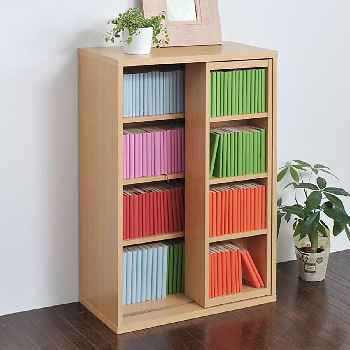 本棚 幅60cm 4段 スライド書棚 ボックスラックシリーズ （ 書棚