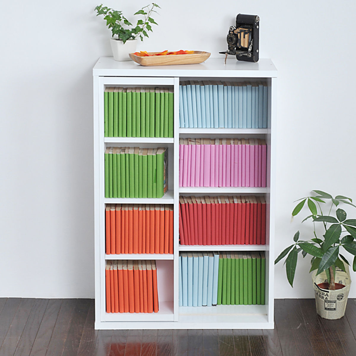 本棚 幅60cm 4段 スライド書棚 ボックスラックシリーズ （ 書棚