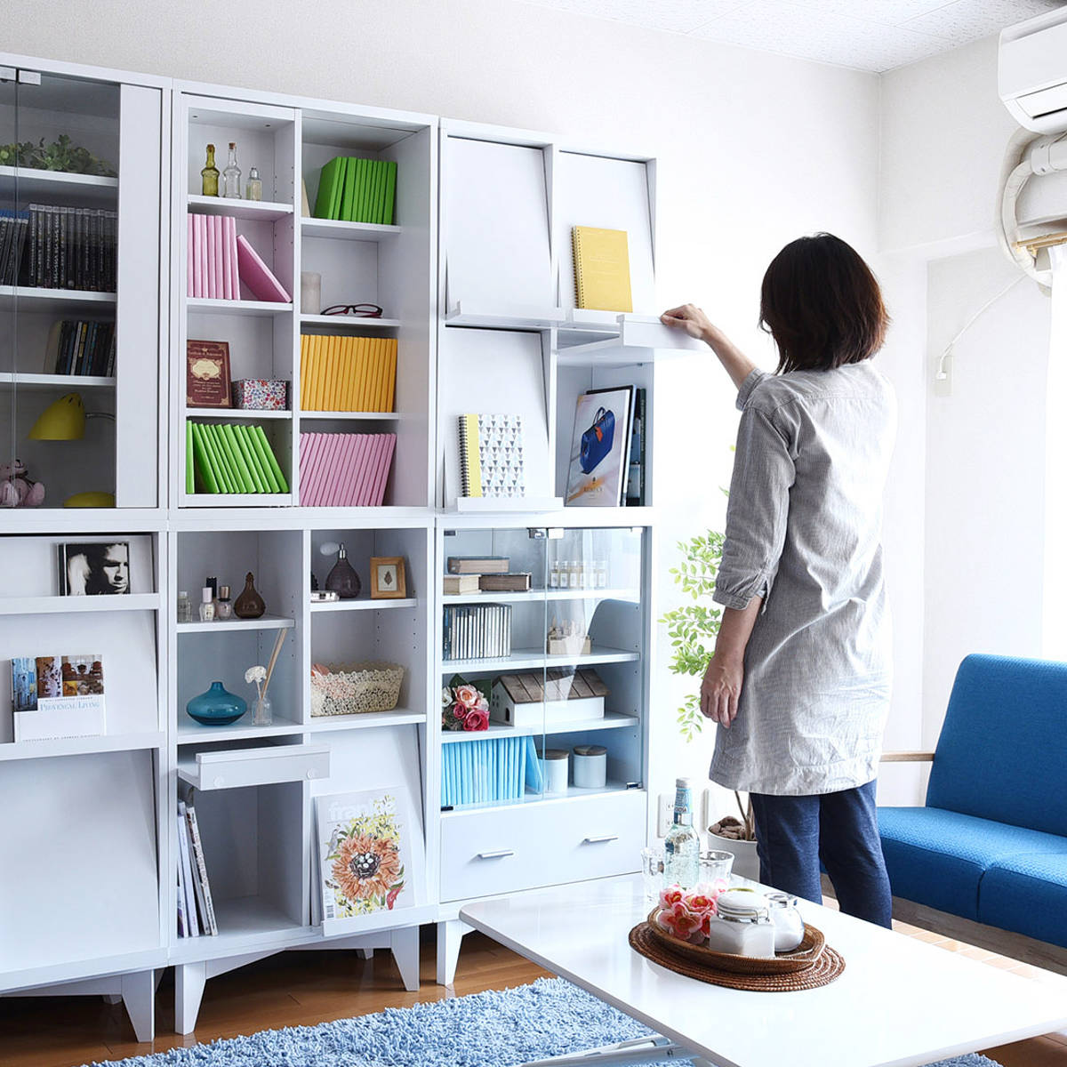 本棚 幅60cm オープンラック フラップ 2枚扉付 ボックスラックシリーズ