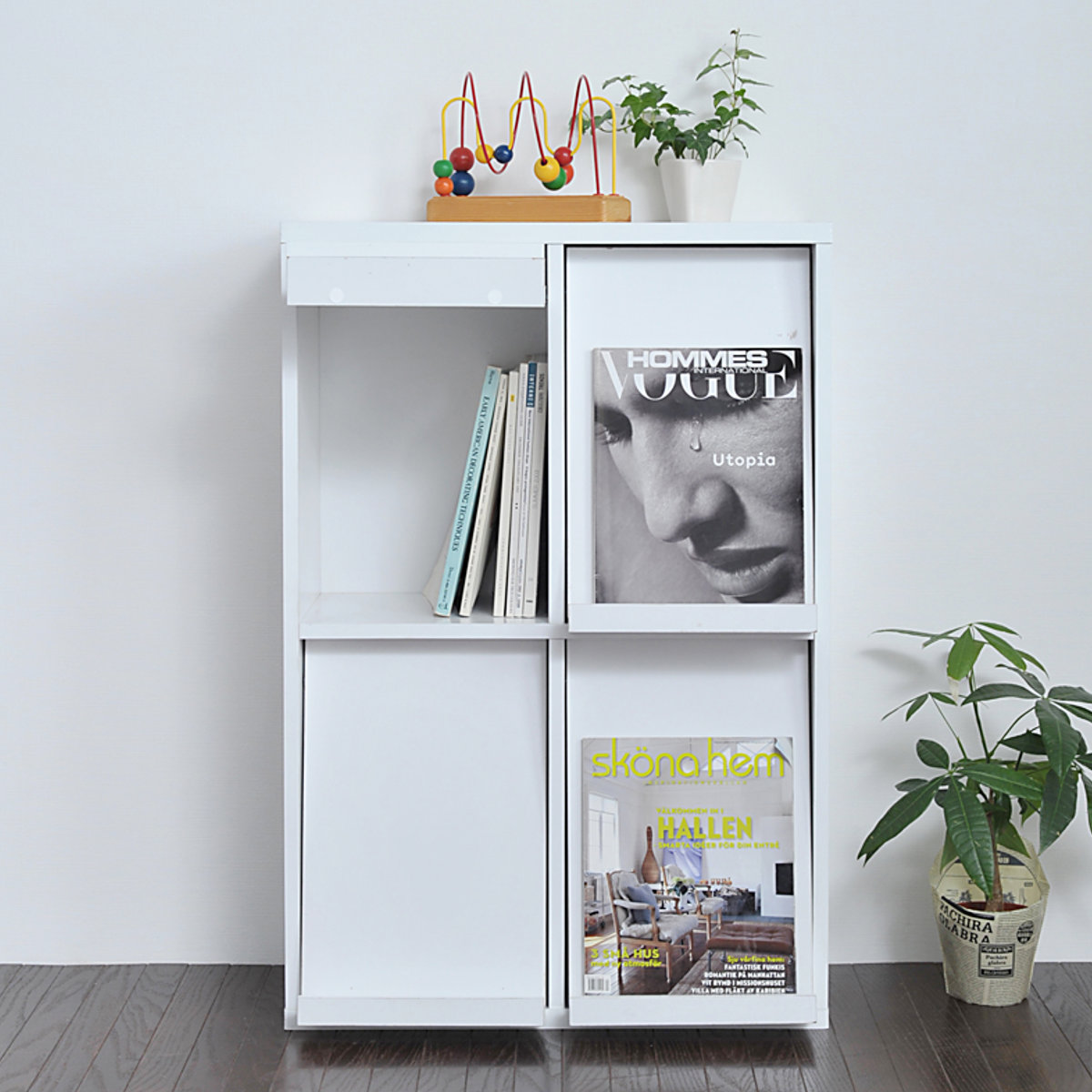 ディスプレイラック フラップ 4枚扉 幅60cm ボックスラックシリーズ