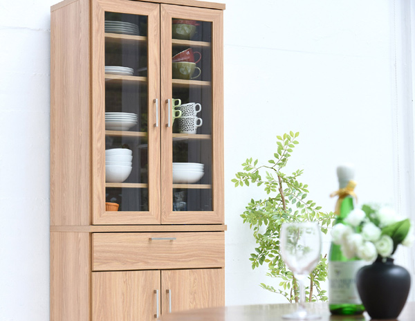 食器棚 幅60.5cm カップボード 扉付 北欧風 Keittio （ 食器 収納