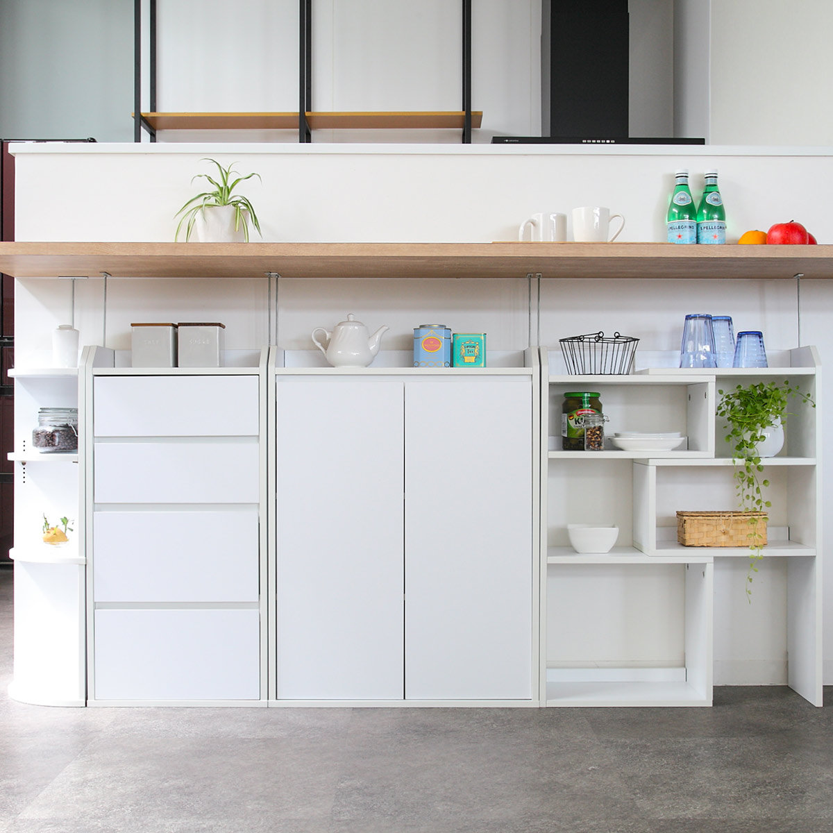 カウンター下収納 フルセット 薄型 4タイプ （ カウンター下