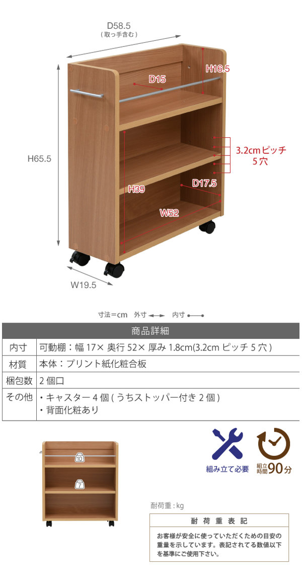 JK-PLAN（ジェイケイ・プラン） クローゼット 収納ラック キャスター付