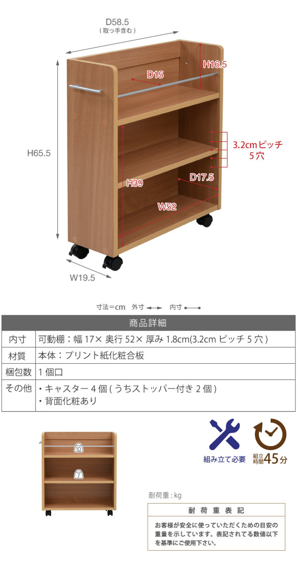 JK-PLAN（ジェイケイ・プラン） クローゼット 収納ラック キャスター付