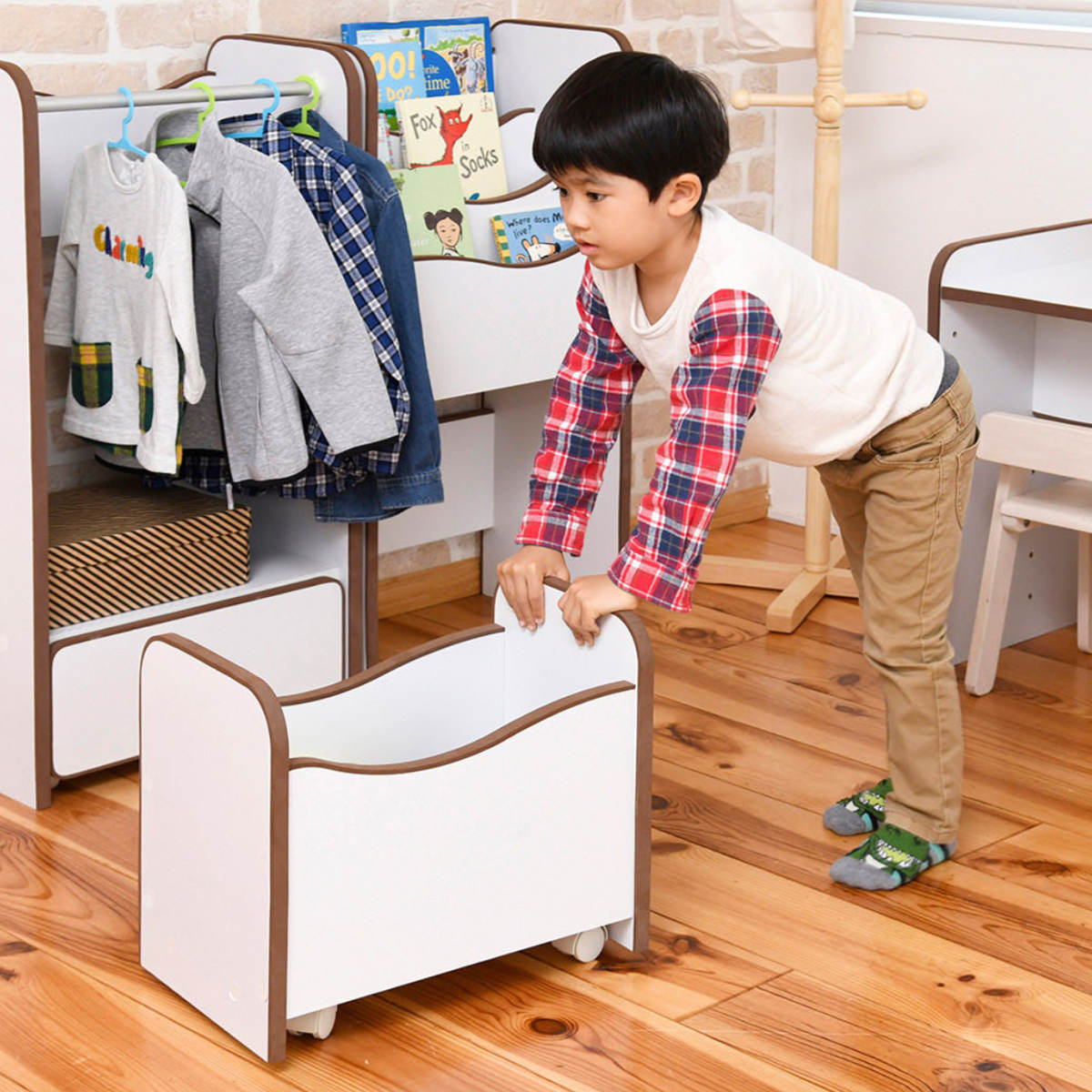 絵本ラック キャスターボックス付 エッジソフト 幅48cm （ 絵本棚 本棚