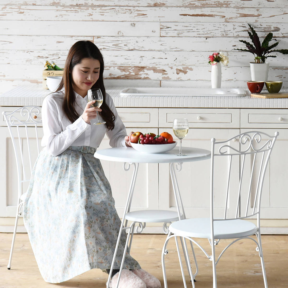 ダイニングチェア 座面高42cm ロートアイアン 姫系 （ 椅子 イス いす