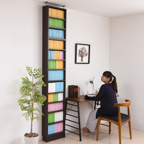 本棚 幅41.5cm 上置きセット 1cmピッチ ブックシェルフ スリム 薄型 オープン棚 （ 壁面収納 ラック シェルフ コミックラック 大容量 収納棚 ）の画像