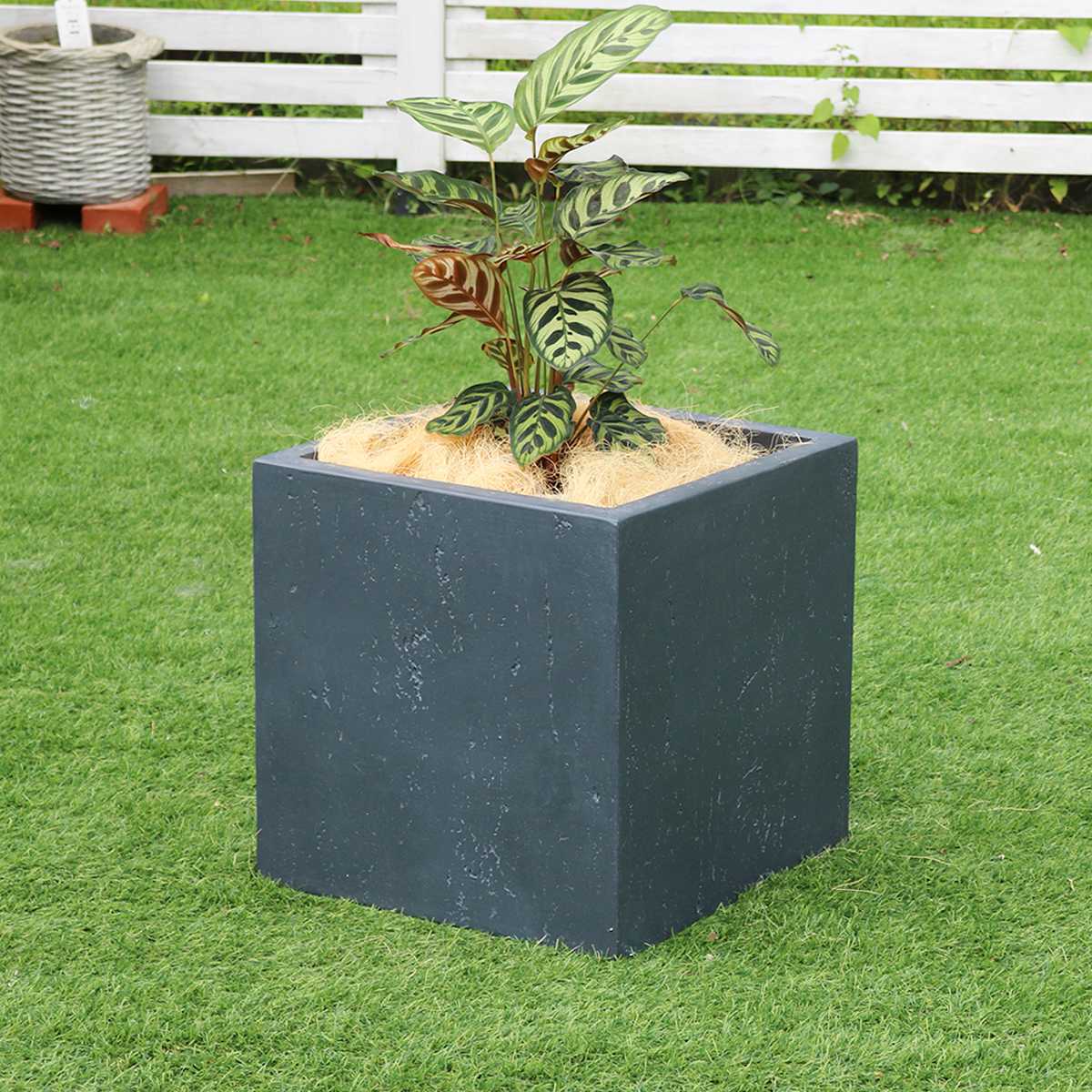 プランター マグネシアプランター テクスチャー 角型 40cm （ プランターカバー スクエア 植木鉢 鉢 底穴 屋外 外 家庭菜園 寄せ植え おしゃれ ）の画像