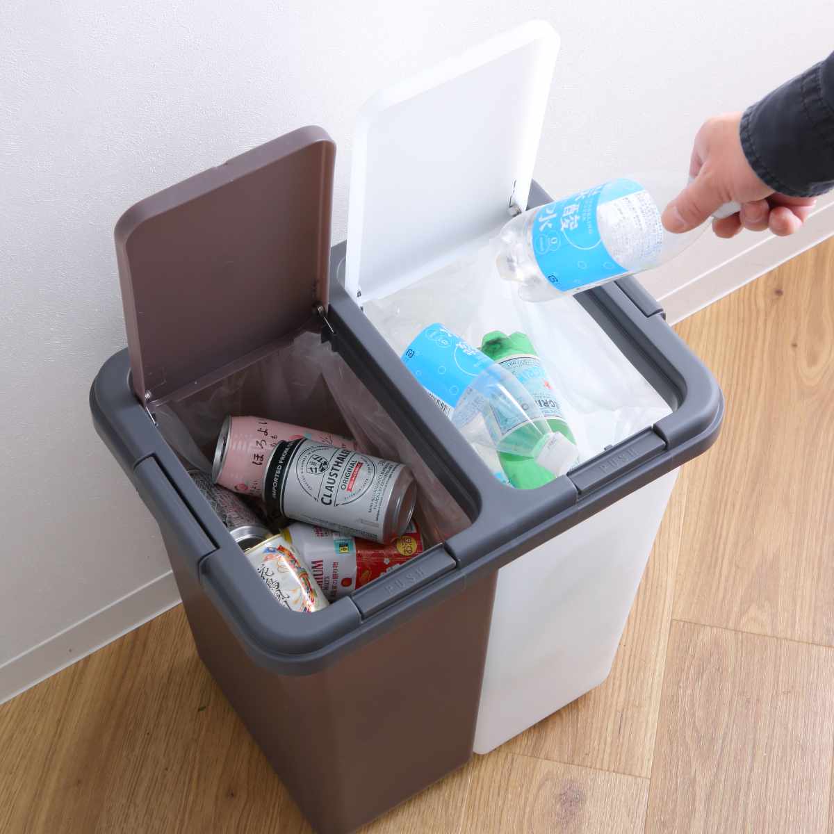 2分別ゴミ箱 ゴミ箱 40L 2分別式ペール 横型 （ ごみ箱 20L×2 2分別 分別 大容量