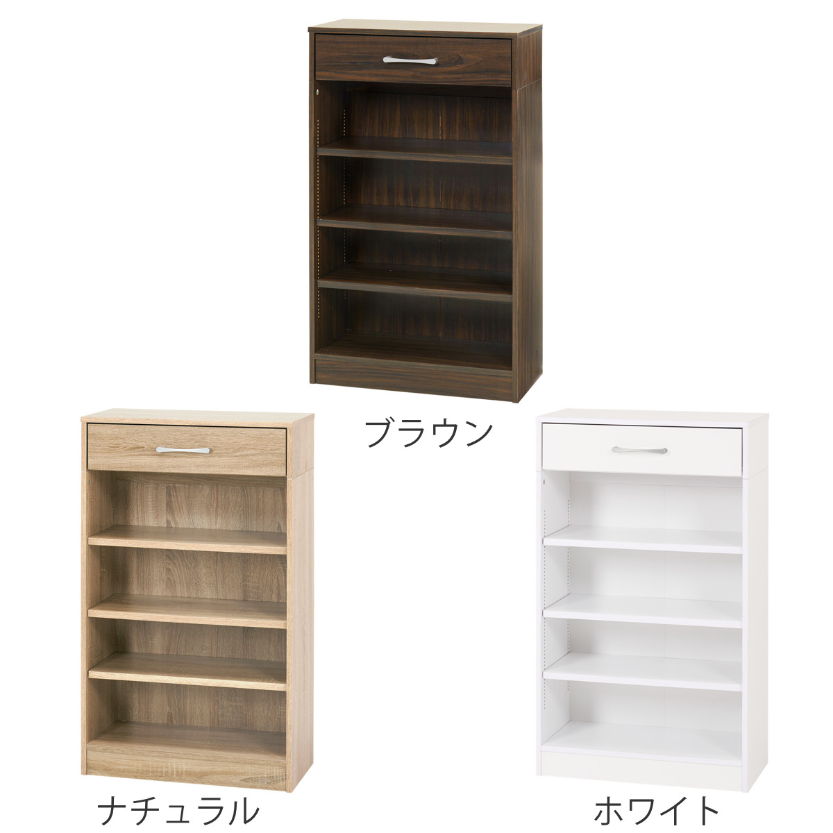 1cmピッチ可動 本棚 幅60cm 可動棚3枚...の詳細画像3