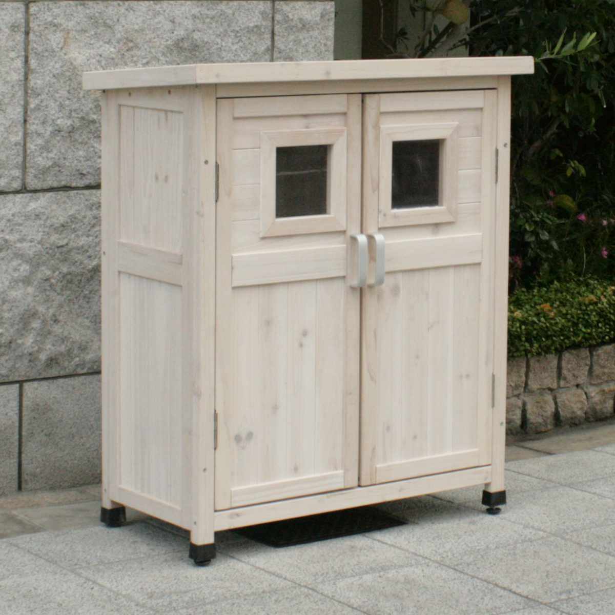 物置 ベランダ薄型収納庫 高さ92cm 木製 （ 屋外 屋外物置 約 幅 80 cm