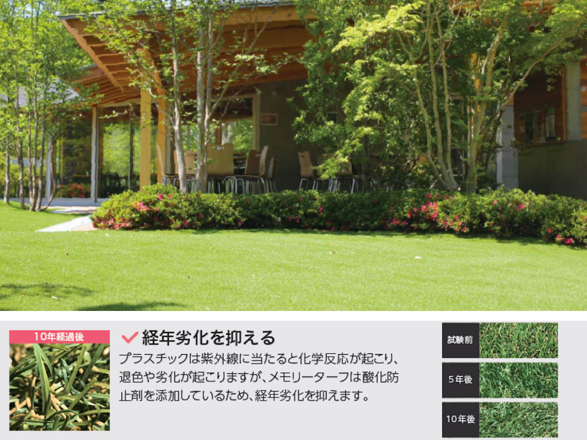 人工芝 メモリーターフ 1m×10m 芝丈25mm 1ロール （ 人工芝生 人工 芝 庭 リアル ベランダ ガーデン 防炎 高耐久 紫外線耐久 ）の画像
