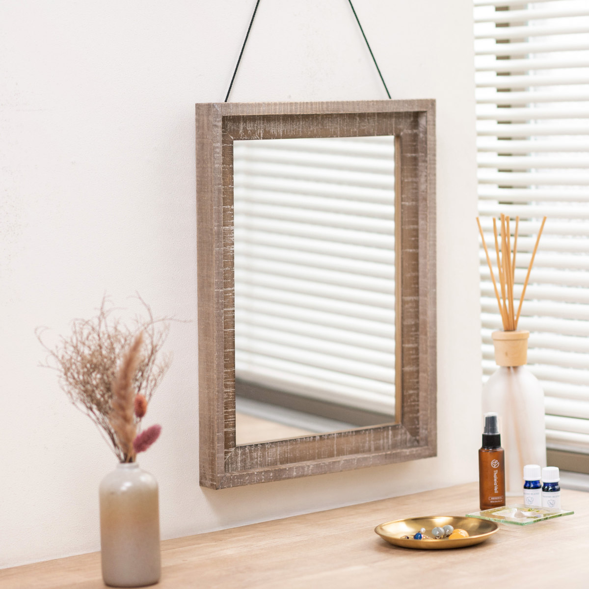 パラデック ウォールミラー 34.5×44.5cm ヴィンテージ 古木材