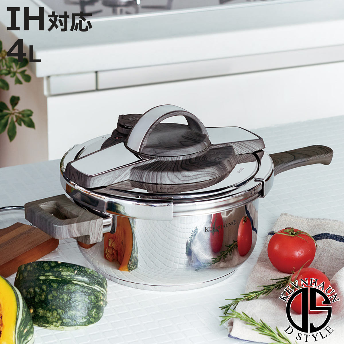 KEVNHAUN ���͓� 4L �X�e�����X�� �ؖڃn���h�� �i �P�����n�E�� IH�Ή� �K�X�ΑΉ� �Ў�� ���͂Ȃ� �j