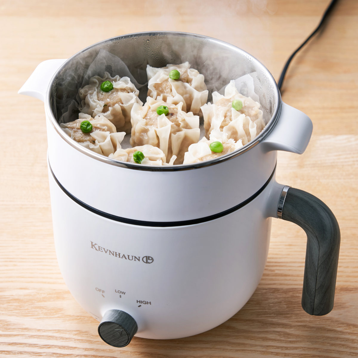 KEVNHAUN 電気マルチポット 1L 蒸し皿付き エッグスタンド付き 電気鍋
