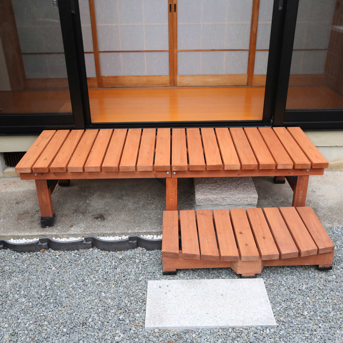 デッキ縁台 180×58 ステップセット ウッドデッキ （ ガーデンデッキ 天然木 天然木デッキ DIY 縁台 ぬれ縁 踏み台 ）