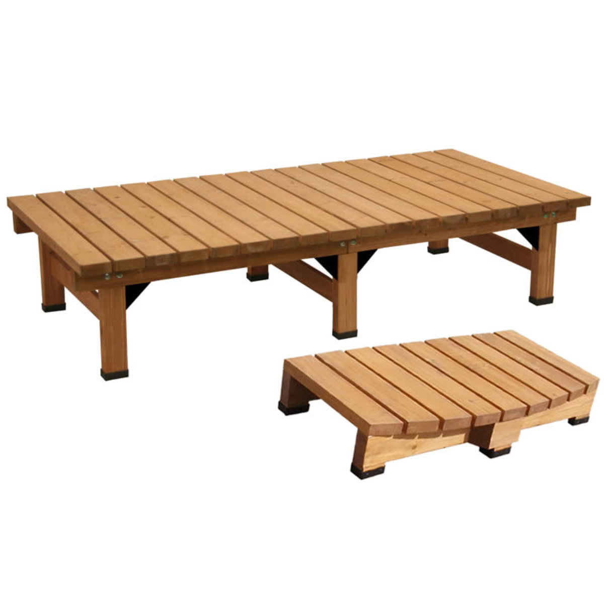 デッキ縁台 180×58 ステップセット ウッドデッキ （ ガーデンデッキ 天然木 天然木デッキ DIY 縁台 ぬれ縁 踏み台 ）