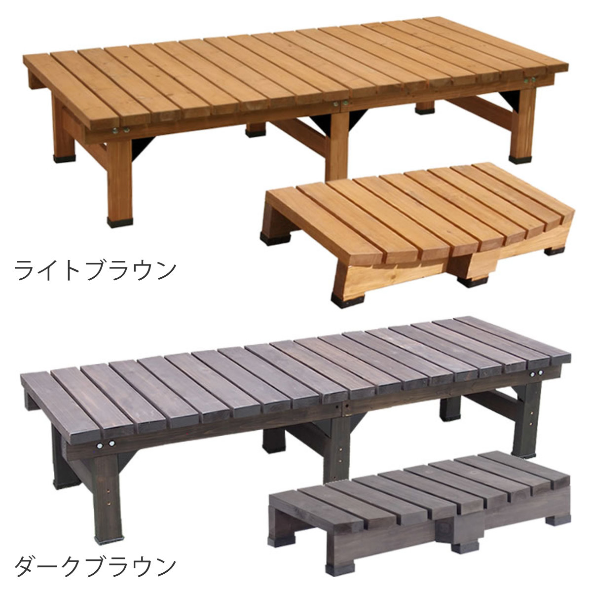 デッキ縁台 180×58 ステップセット ウッドデッキ （ ガーデンデッキ 天然木 天然木デッキ DIY 縁台 ぬれ縁 踏み台 ）