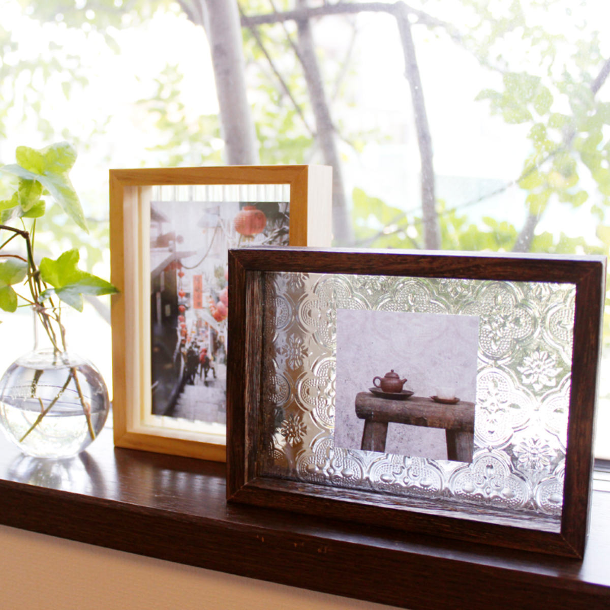 パラデック フォトフレーム ベゴニア レトロガラス L判 ポストカード