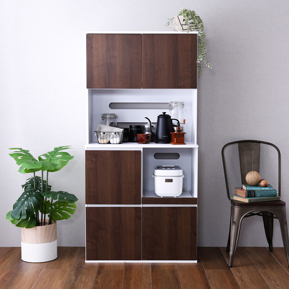 ホームテイスト（HOME taste） 食器棚 幅79cm コンパクト スライド棚 2