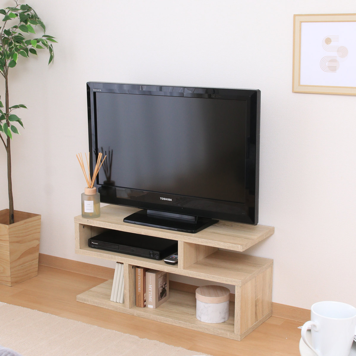 不二貿易（Fuji Boeki） テレビ台 幅79.2cm S字型 シンプル 木製 （ TV