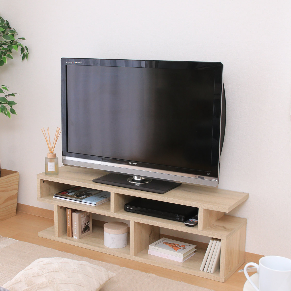 不二貿易（Fuji Boeki） テレビ台 幅117.7cm S字型 シンプル 木製