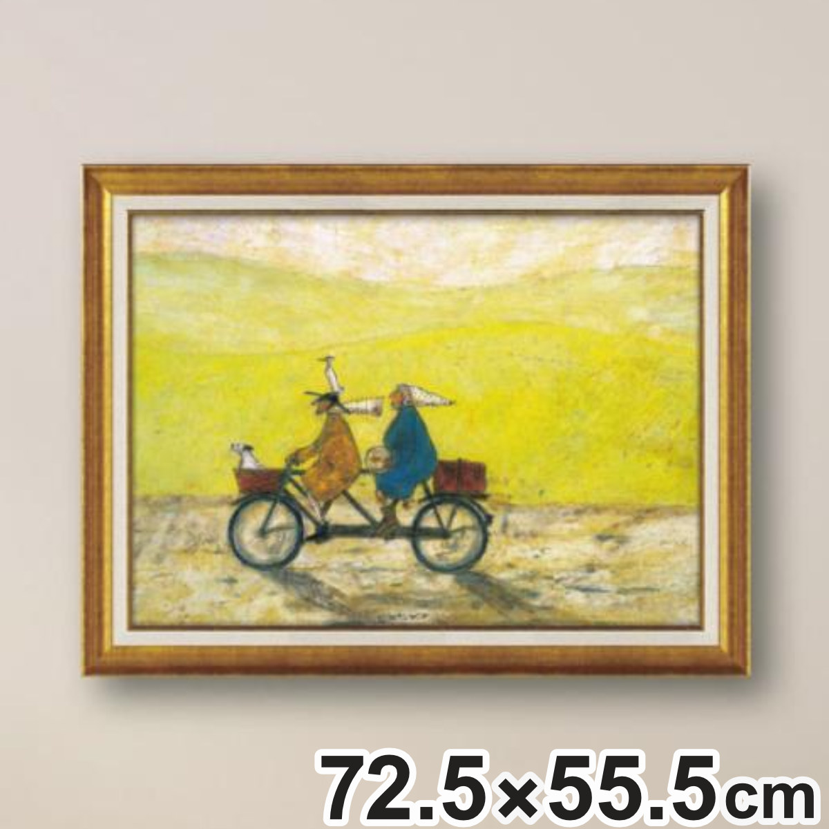 アートパネル サムトフト 『ごきげんな日』 72.5×55.5cm （ 絵画 絵 アート インテリア 額 額入り 壁掛け 犬 自転車 ）