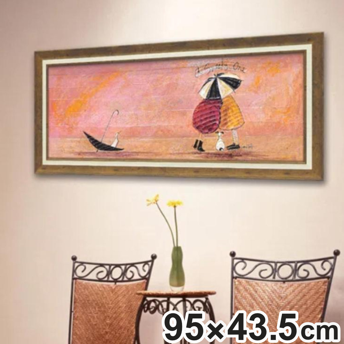 アートパネル サムトフト 『スニーキー ワン』 95×43.5cm （ 絵画 絵 アート インテリア 額 額入り 壁掛け 犬 動物 傘 ）