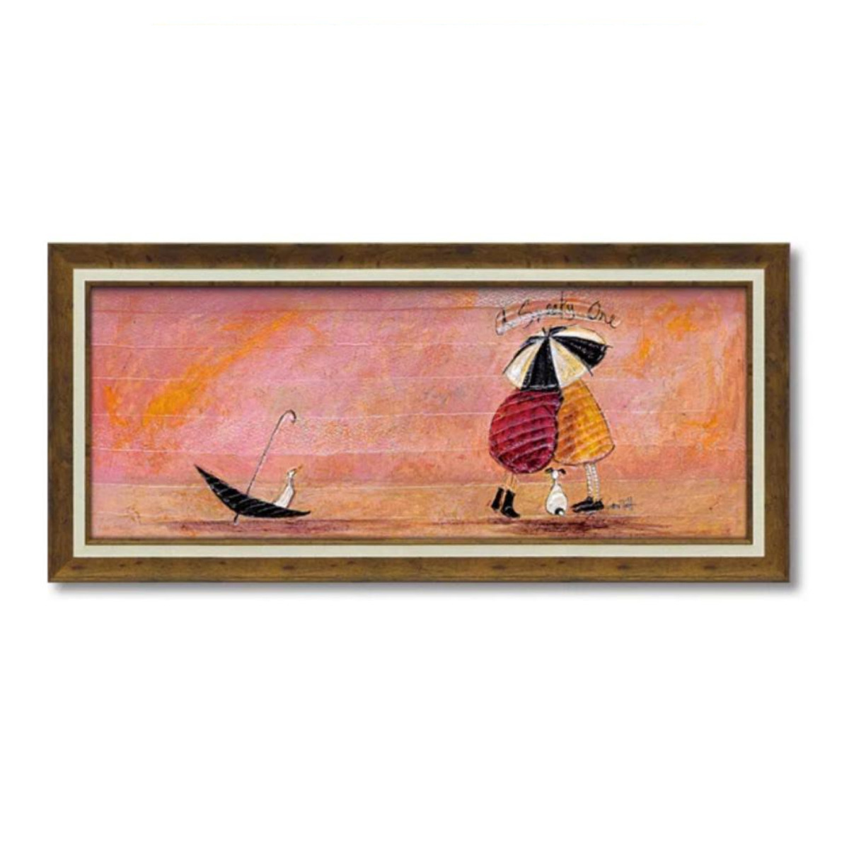 アートパネル サムトフト 『スニーキー ワン』 95×43.5cm （ 絵画 絵 アート インテリア 額 額入り 壁掛け 犬 動物 傘 ）_1
