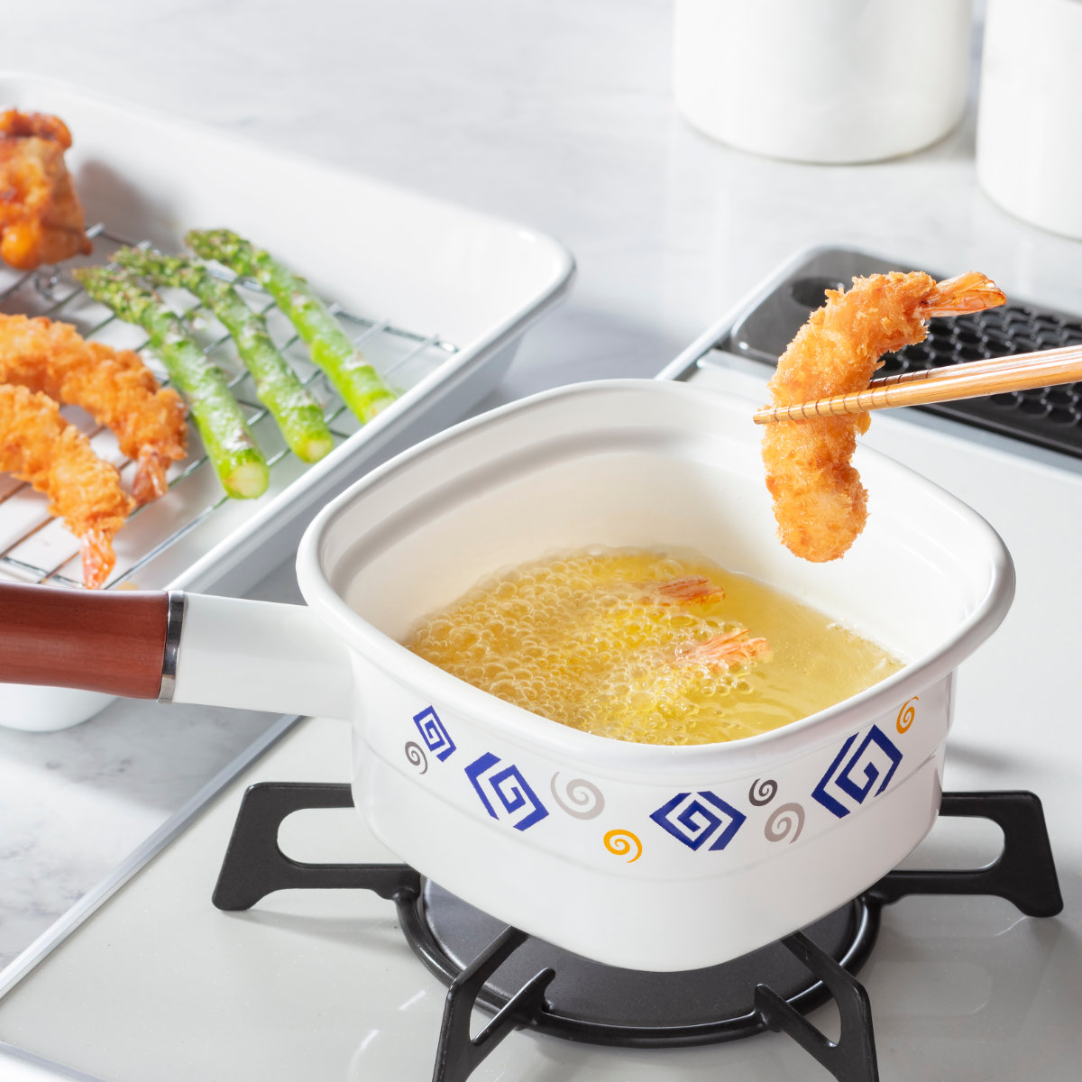 高木金属工業 角型片手鍋 14cm IH対応 ホーロー製 四角いお鍋 麺ごこち