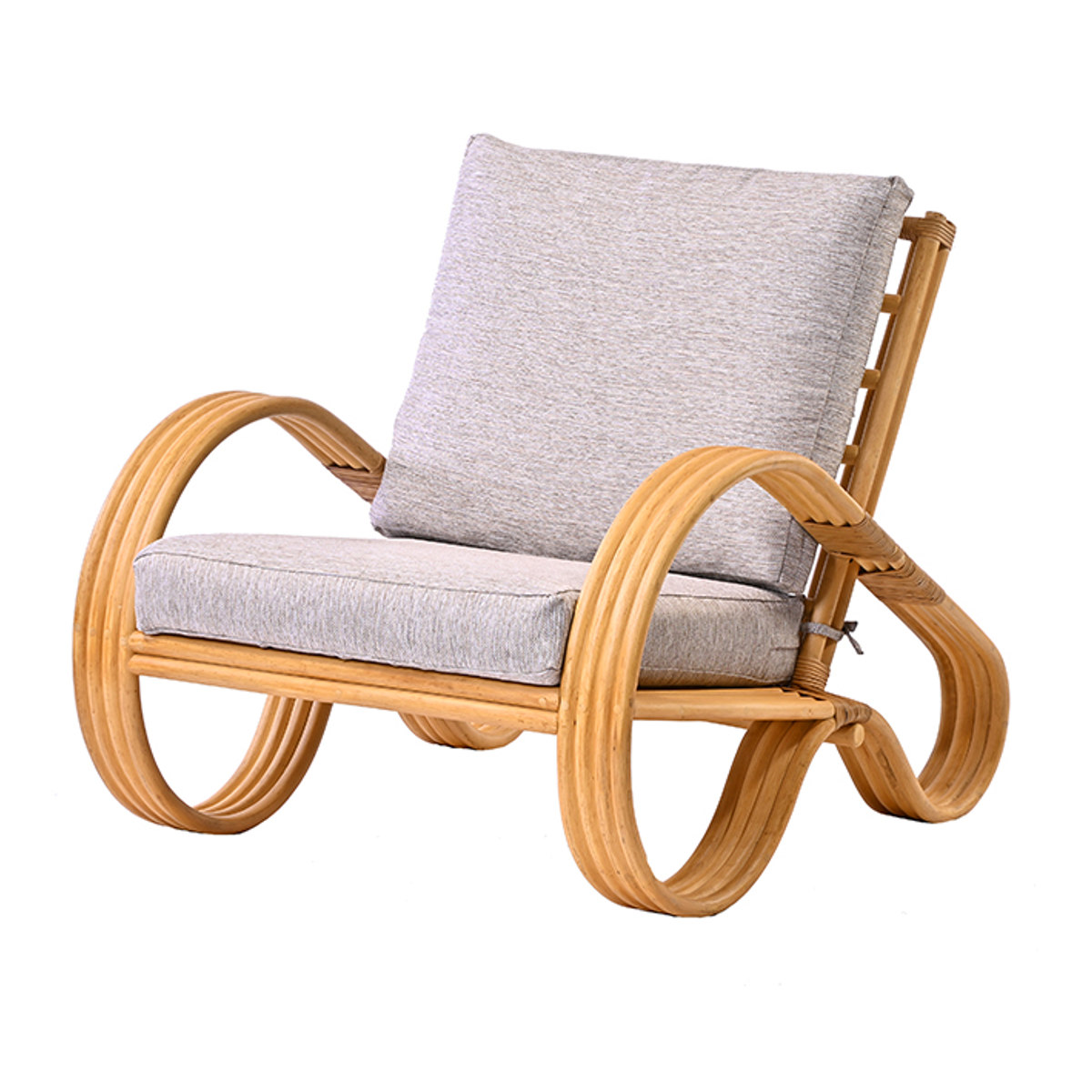 一人掛けチェア ラタン 座面高33cm クッション付 天然木 OHANA